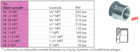 Verschlusskappen mit NPT-Gewinde, Stahl verinkt, bis 345 bar, alle Größen, Kappe, Stopfen, Verschlusstopfen